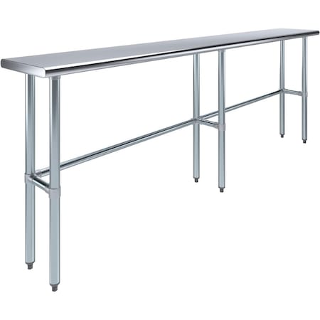 Amgood 14 in. x 96 in. Open Base Stainless Steel Metal Table WT-1496-RCB-Z